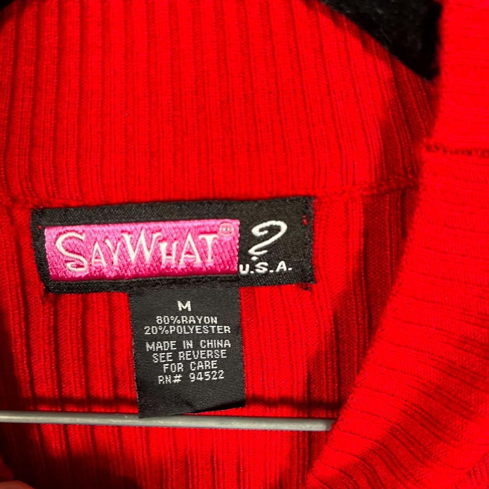 Say What Sweater Dress Womens Medium Red Tight Knit Ribbed Keyhole Cold Shoulder - Picture 2 of 6